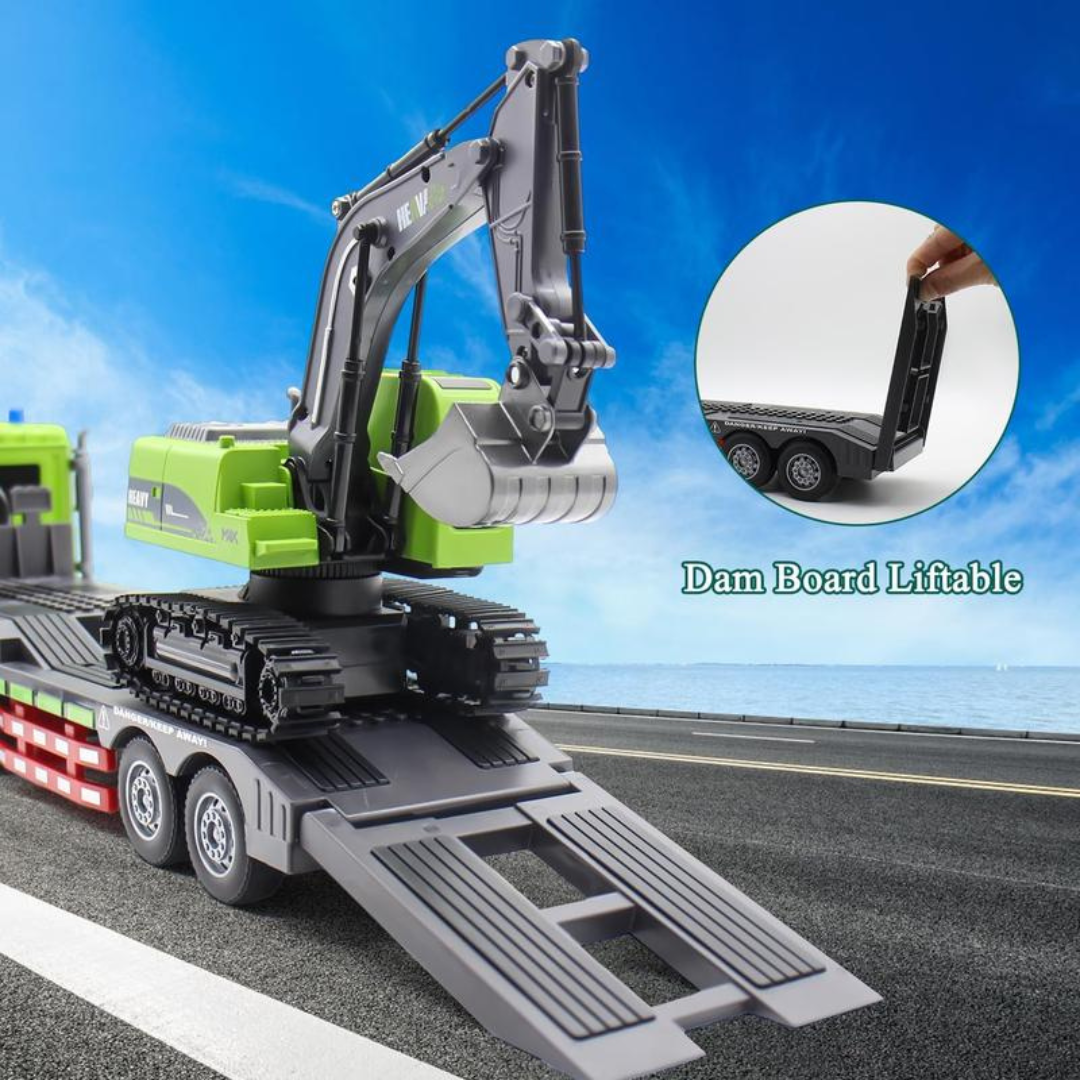 Semi Truck & Excavator Toy Set