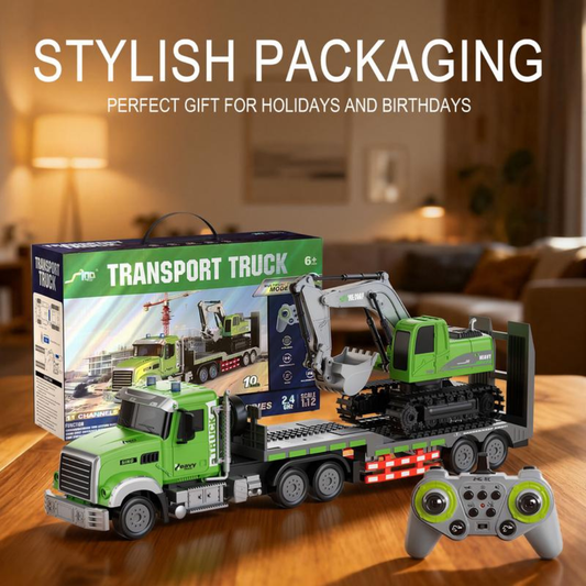 Semi Truck & Excavator Toy Set