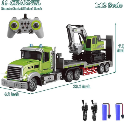 Semi Truck & Excavator Toy Set