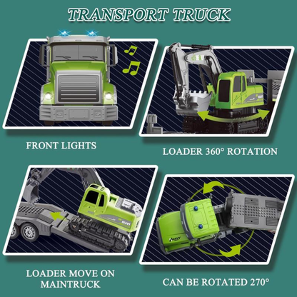 Semi Truck & Excavator Toy Set