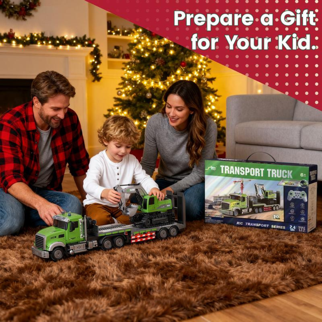 Semi Truck & Excavator Toy Set