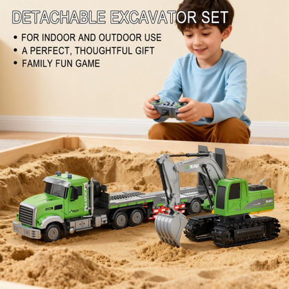 Semi Truck & Excavator Toy Set
