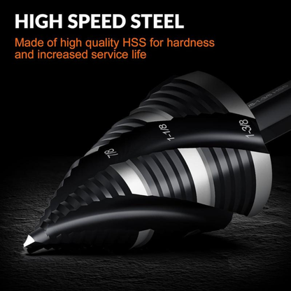 Four Spiral Flute Step Drill Bit Set