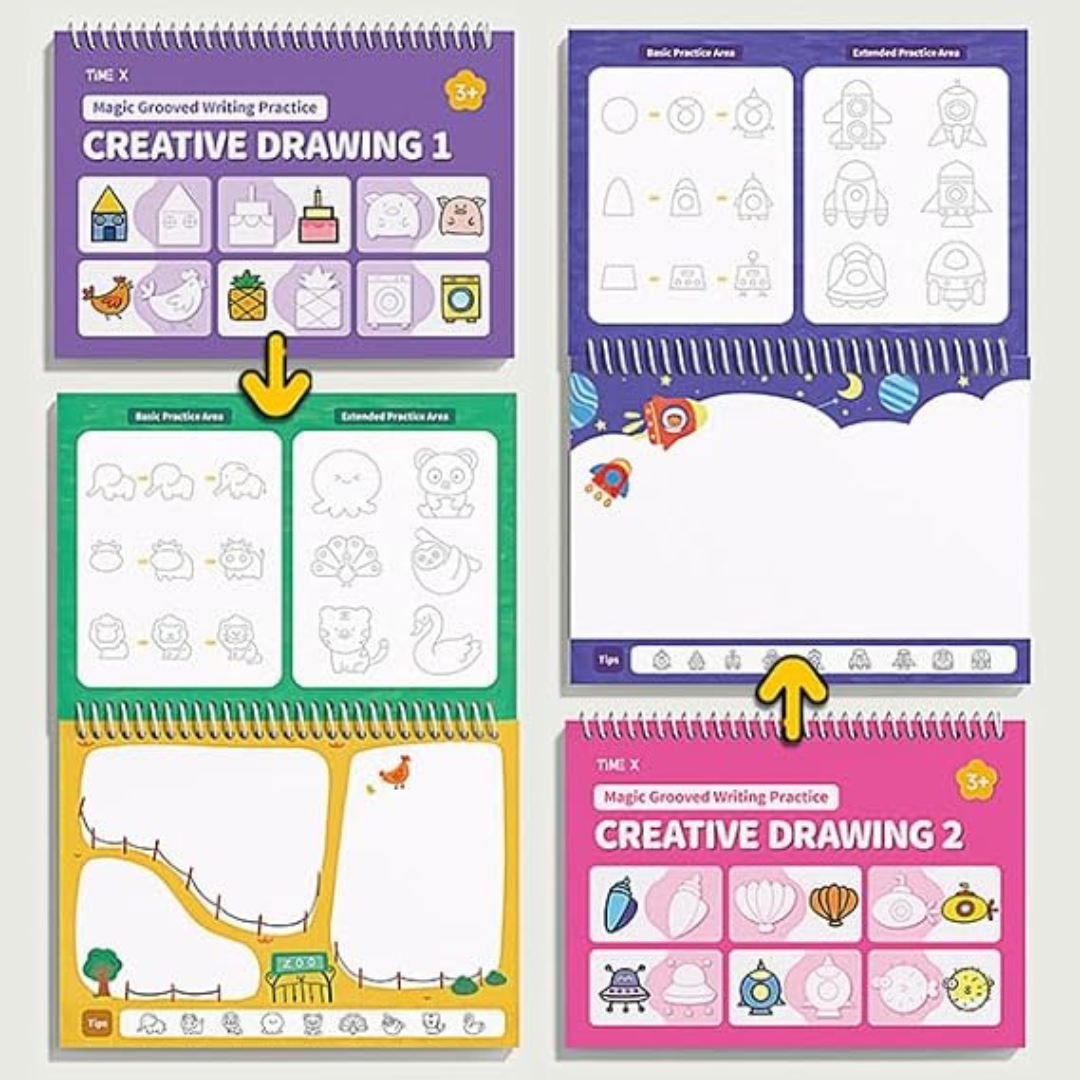 6 Reusable Grooved Handwriting Workbook for Kids