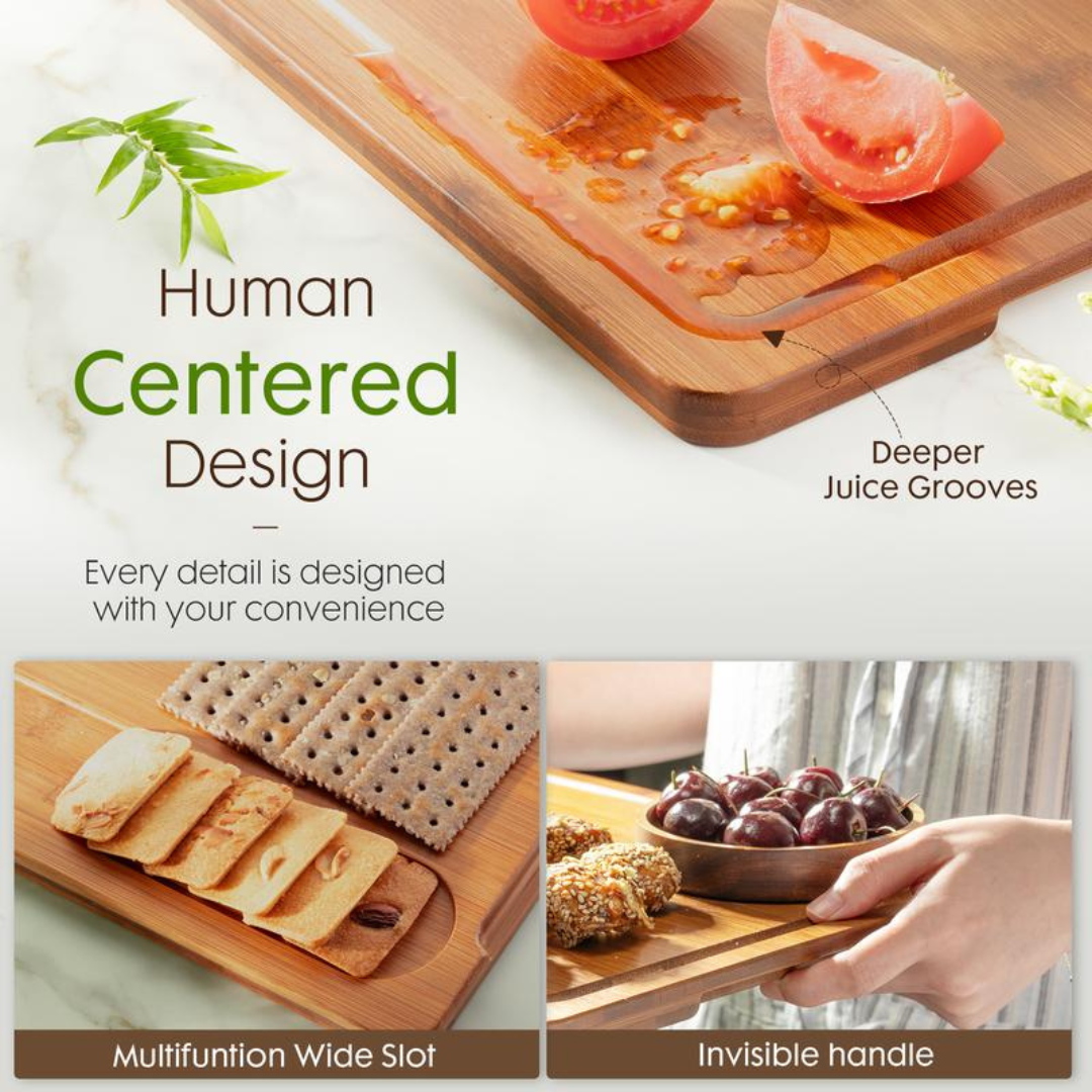 4-piece Bamboo Cutting Board Set with Holder