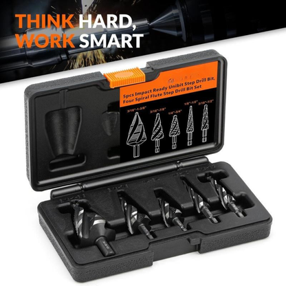 Four Spiral Flute Step Drill Bit Set