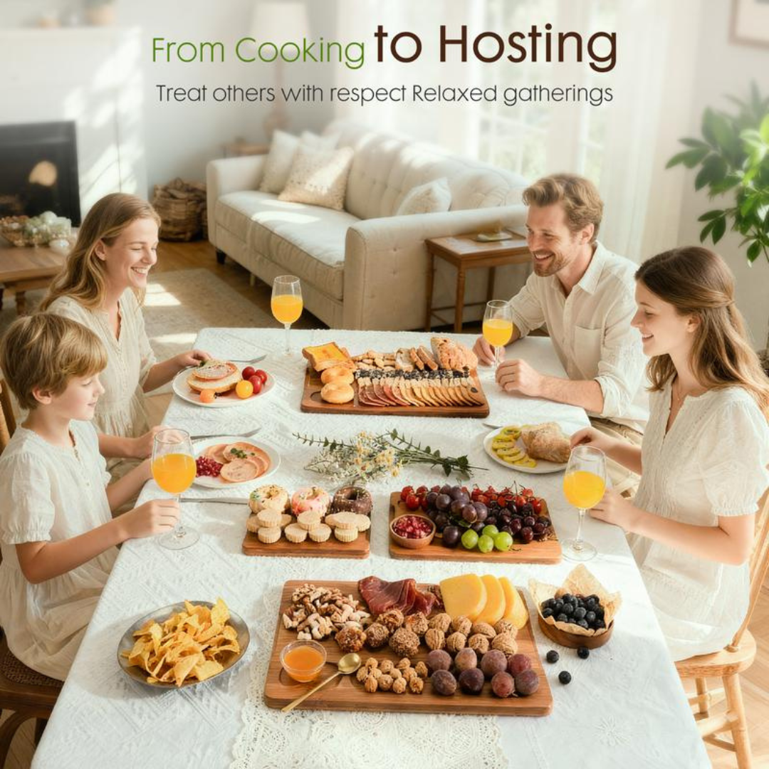 4-piece Bamboo Cutting Board Set with Holder