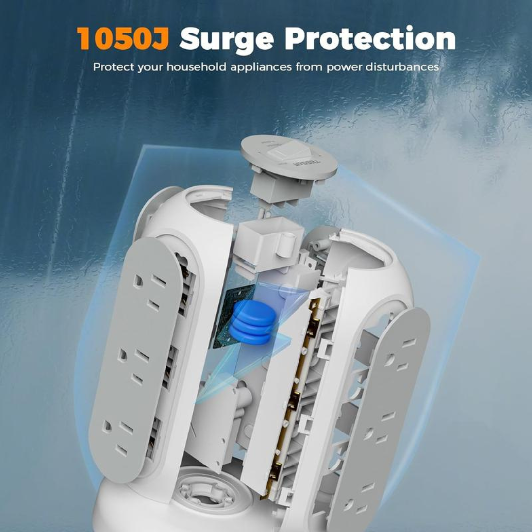 Retractable Cord Tower Power Strip Extension Socket with USB