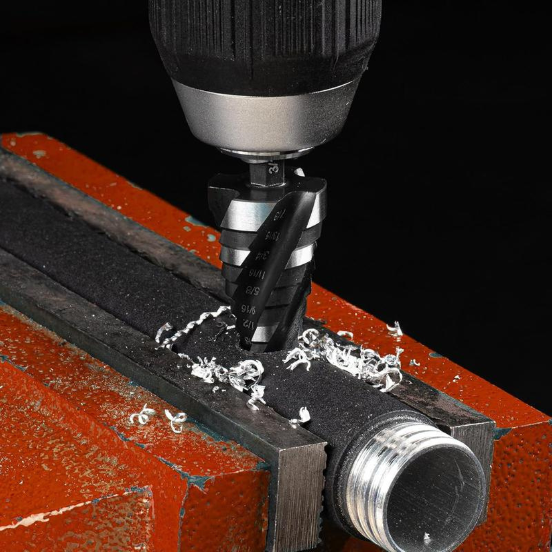 Four Spiral Flute Step Drill Bit Set